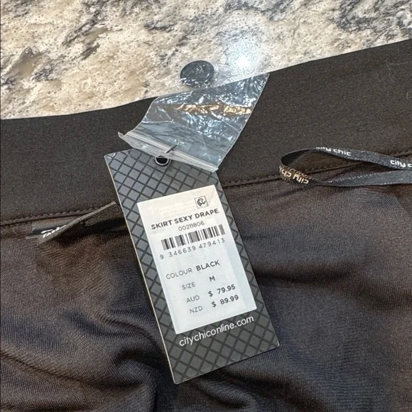 City Chic | Ruched Zip Up Draped Skirt in Black Size M Medium 18 - Picture 10 of 15